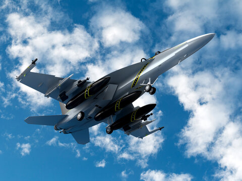 3d render fighter plane in the sky in the clouds war russia ukraine