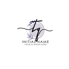 TQ Luxury initial handwriting logo with flower template, logo for beauty, fashion, wedding, photography