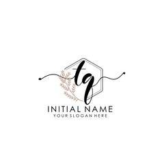 TQ Luxury initial handwriting logo with flower template, logo for beauty, fashion, wedding, photography