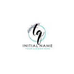 TQ Initial letter handwriting and signature logo. Beauty vector initial logo .Fashion  boutique  floral and botanical