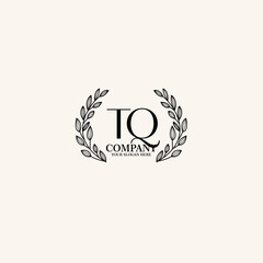 Obraz premium TQ Beauty vector initial logo art handwriting logo of initial signature, wedding, fashion, jewelry, boutique, floral