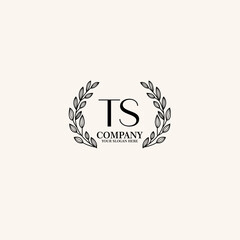 Fototapeta premium TS Beauty vector initial logo art handwriting logo of initial signature, wedding, fashion, jewelry, boutique, floral