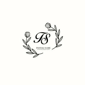 TS Initial letter handwriting and signature logo. Beauty vector initial logo .Fashion  boutique  floral and botanical