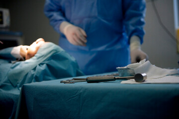 Rhinoplasty or cosmetic surgery of the nose.