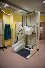 X-ray machine in the medical imaging department of a hospital.
