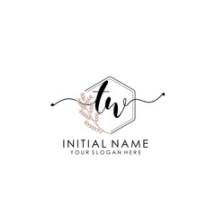 TW Luxury initial handwriting logo with flower template, logo for beauty, fashion, wedding, photography