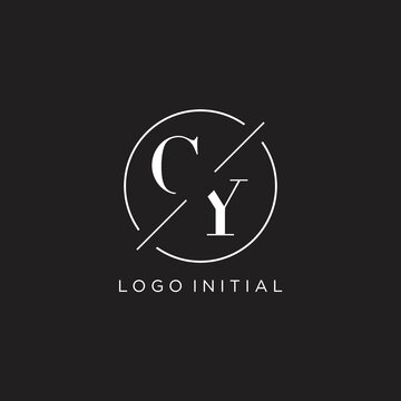 Letter CY logo with simple circle line. Creative look monogram logo design