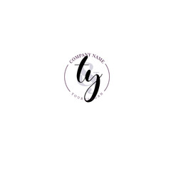 TY Initial letter handwriting and signature logo. Beauty vector initial logo .Fashion  boutique  floral and botanical