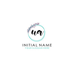 UA Initial letter handwriting and signature logo. Beauty vector initial logo .Fashion  boutique  floral and botanical