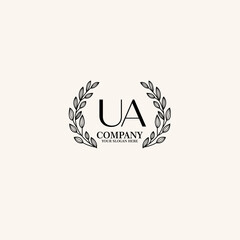 Obraz premium UA Beauty vector initial logo art handwriting logo of initial signature, wedding, fashion, jewelry, boutique, floral