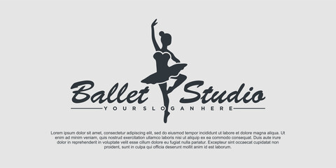 Dancer ballet studio logo design with creative woman style Premium Vector Part 2 © MUCHAMAD