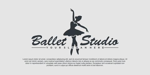 Dancer ballet studio logo design with creative woman style Premium Vector Part 3