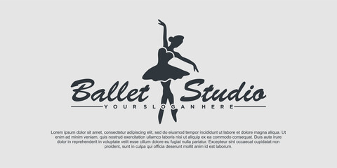 Dancer ballet studio logo design with creative woman style Premium Vector Part 3 © MUCHAMAD