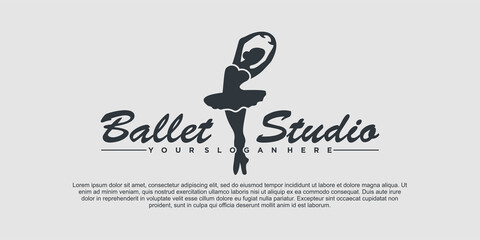 Dancer ballet studio logo design with creative woman style Premium Vector Part 4 © MUCHAMAD
