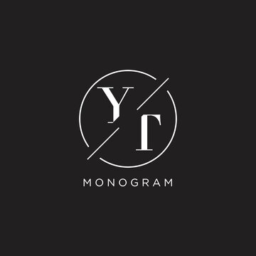 Letter YT logo with simple circle line. Creative look monogram logo design