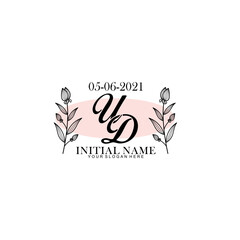 UD Initial letter handwriting and signature logo. Beauty vector initial logo .Fashion  boutique  floral and botanical