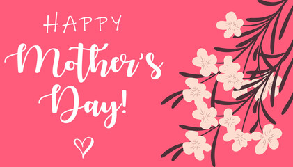 Happy Mothers day typography design. Mother's Day flower calligraphy poster. Mothers day composition design