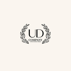 UD Beauty vector initial logo art  handwriting logo of initial signature, wedding, fashion, jewelry, boutique, floral