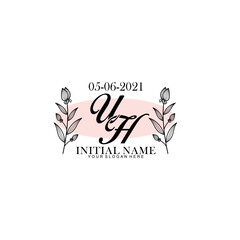 UH Initial letter handwriting and signature logo. Beauty vector initial logo .Fashion  boutique  floral and botanical