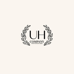 UH Beauty vector initial logo art  handwriting logo of initial signature, wedding, fashion, jewelry, boutique, floral