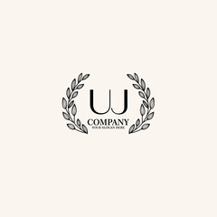 Obraz premium UJ Beauty vector initial logo art handwriting logo of initial signature, wedding, fashion, jewelry, boutique, floral