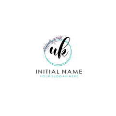 UK Initial letter handwriting and signature logo. Beauty vector initial logo .Fashion  boutique  floral and botanical