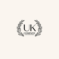 UK Beauty vector initial logo art  handwriting logo of initial signature, wedding, fashion, jewelry, boutique, floral