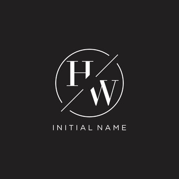 Letter HW logo with simple circle line. Creative look monogram logo design