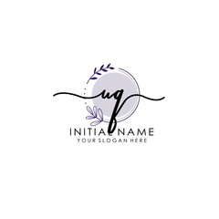 UQ Luxury initial handwriting logo with flower template, logo for beauty, fashion, wedding, photography