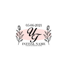 UT Initial letter handwriting and signature logo. Beauty vector initial logo .Fashion  boutique  floral and botanical