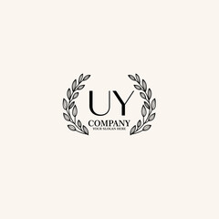 Obraz premium UY Beauty vector initial logo art handwriting logo of initial signature, wedding, fashion, jewelry, boutique, floral