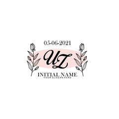 UZ Initial letter handwriting and signature logo. Beauty vector initial logo .Fashion  boutique  floral and botanical