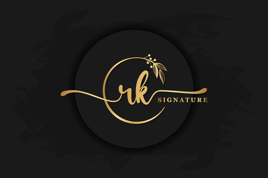 luxury signature logo design initial rk. Handwriting vector logo design illustration image