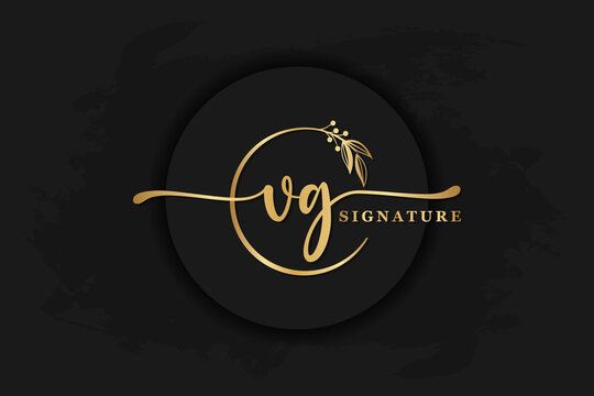 luxury signature logo design initial vg. Handwriting vector logo design illustration image