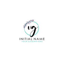 VG Initial letter handwriting and signature logo. Beauty vector initial logo .Fashion  boutique  floral and botanical