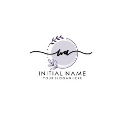 WA Luxury initial handwriting logo with flower template, logo for beauty, fashion, wedding, photography