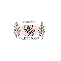 WB Initial letter handwriting and signature logo. Beauty vector initial logo .Fashion  boutique  floral and botanical