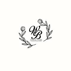 WB Initial letter handwriting and signature logo. Beauty vector initial logo .Fashion  boutique  floral and botanical