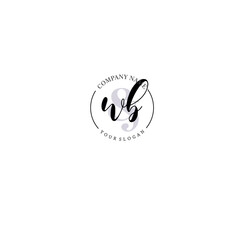 WB Initial letter handwriting and signature logo. Beauty vector initial logo .Fashion  boutique  floral and botanical