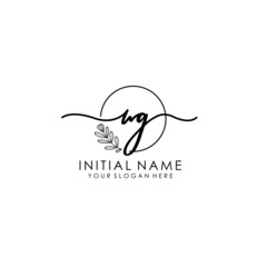 WG Luxury initial handwriting logo with flower template, logo for beauty, fashion, wedding, photography