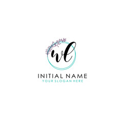 WL Initial letter handwriting and signature logo. Beauty vector initial logo .Fashion  boutique  floral and botanical