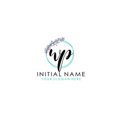 Obraz premium WP Initial letter handwriting and signature logo. Beauty vector initial logo .Fashion boutique floral and botanical