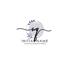 WQ Luxury initial handwriting logo with flower template, logo for beauty, fashion, wedding, photography