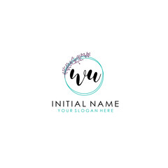 WU Initial letter handwriting and signature logo. Beauty vector initial logo .Fashion  boutique  floral and botanical