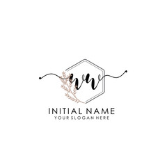 WW Luxury initial handwriting logo with flower template, logo for beauty, fashion, wedding, photography