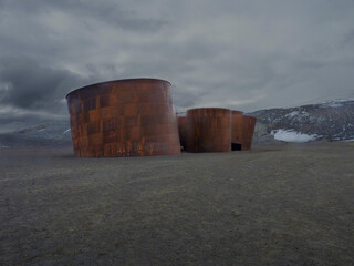 Rusty Whale Oil Tanks on Deception Island, South Shetland Islands