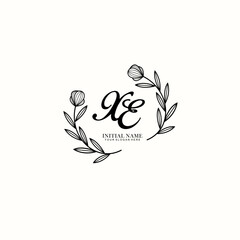 XE Initial letter handwriting and signature logo. Beauty vector initial logo .Fashion  boutique  floral and botanical