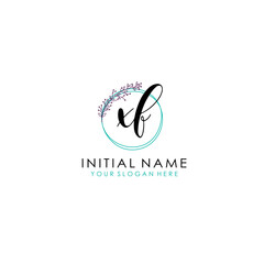 XF Initial letter handwriting and signature logo. Beauty vector initial logo .Fashion  boutique  floral and botanical