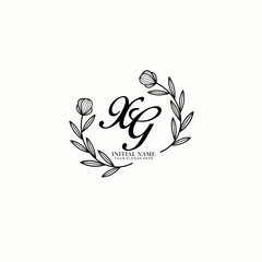 XG Initial letter handwriting and signature logo. Beauty vector initial logo .Fashion  boutique  floral and botanical