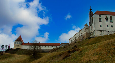 view of the castle walls city of Ptuj Slovenia 